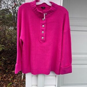 NWT Talbots Gorgeous Raspberry Faux Jeweled Big Buttons Long Sleeve Sweater